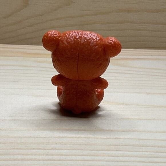 Miniature Teddy Bear For Barbie Doll Orange Plastic Sitting Pose Collectible - Picture 2 of 4